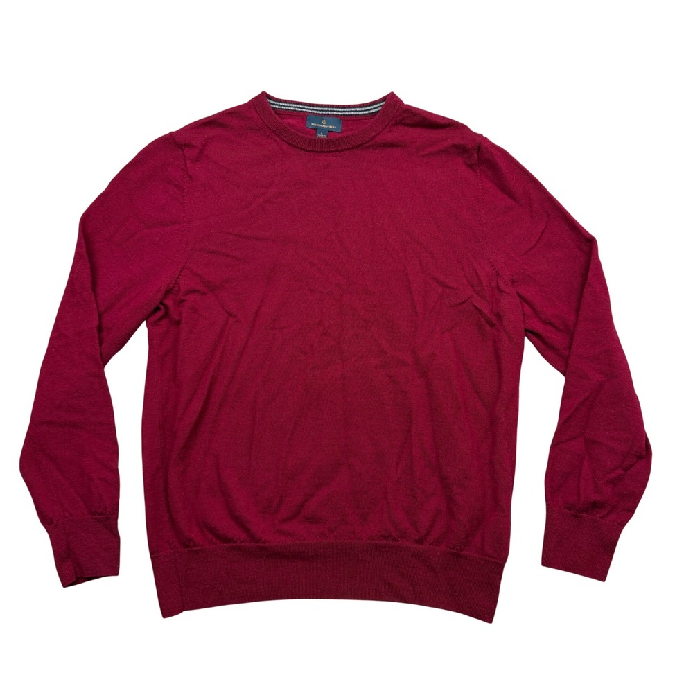 Brooks Brothers Sweater Mens L Red Merino Wool‎ Crew Neck Long Sleeve Read Desc.